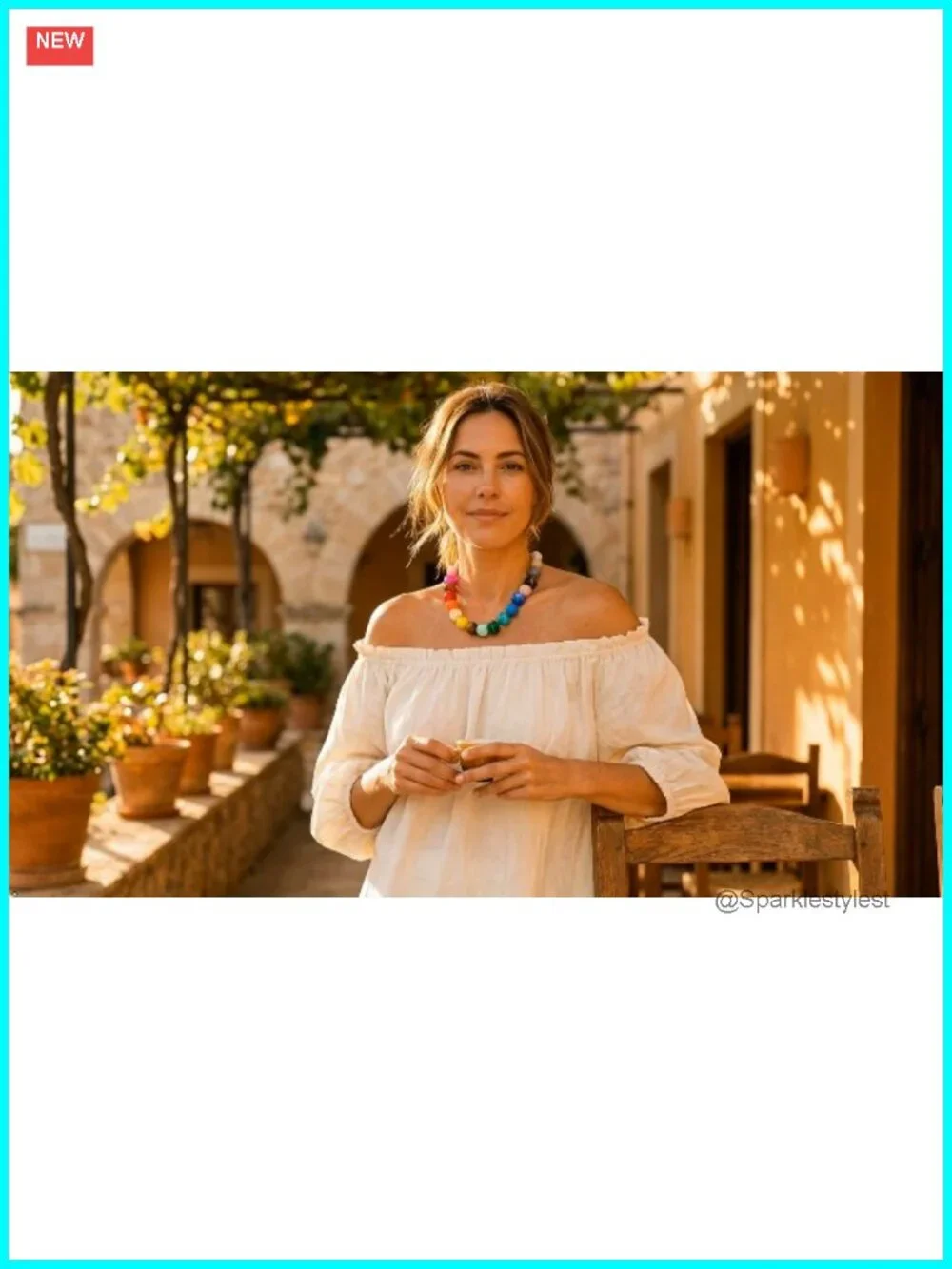 Chunky Beaded Necklace Boho Choker Statement Resin Jewelry Gift